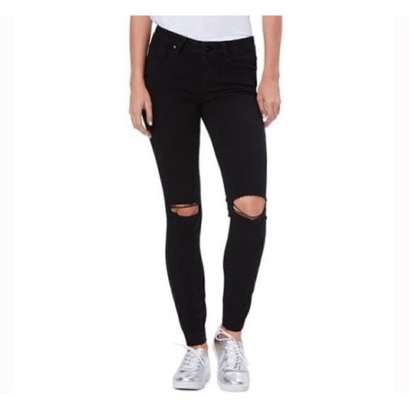 Paige Verdugo Ankle Distressed Raw Hem Jean In Black Size 27 - Picture 1 of 9
